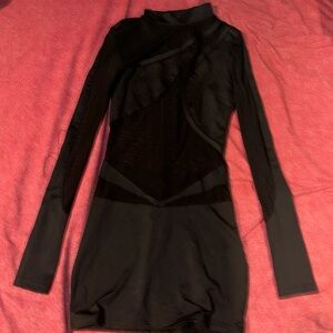 Sexy mesh black going out body con mini dress